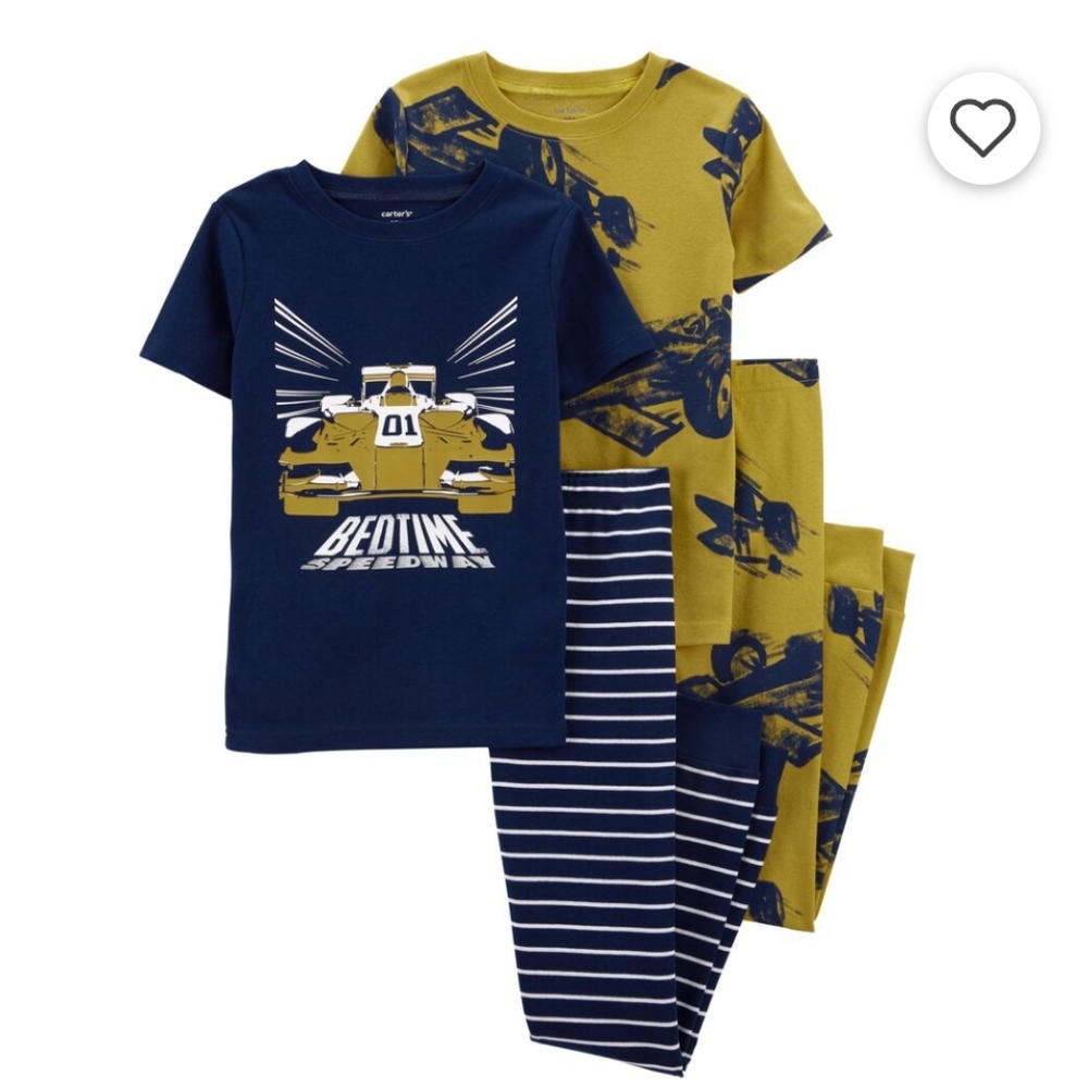 BNWT Carter's boys 4 piece race car pajama set